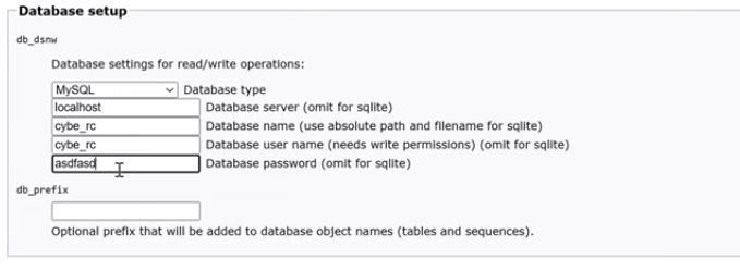 database setup