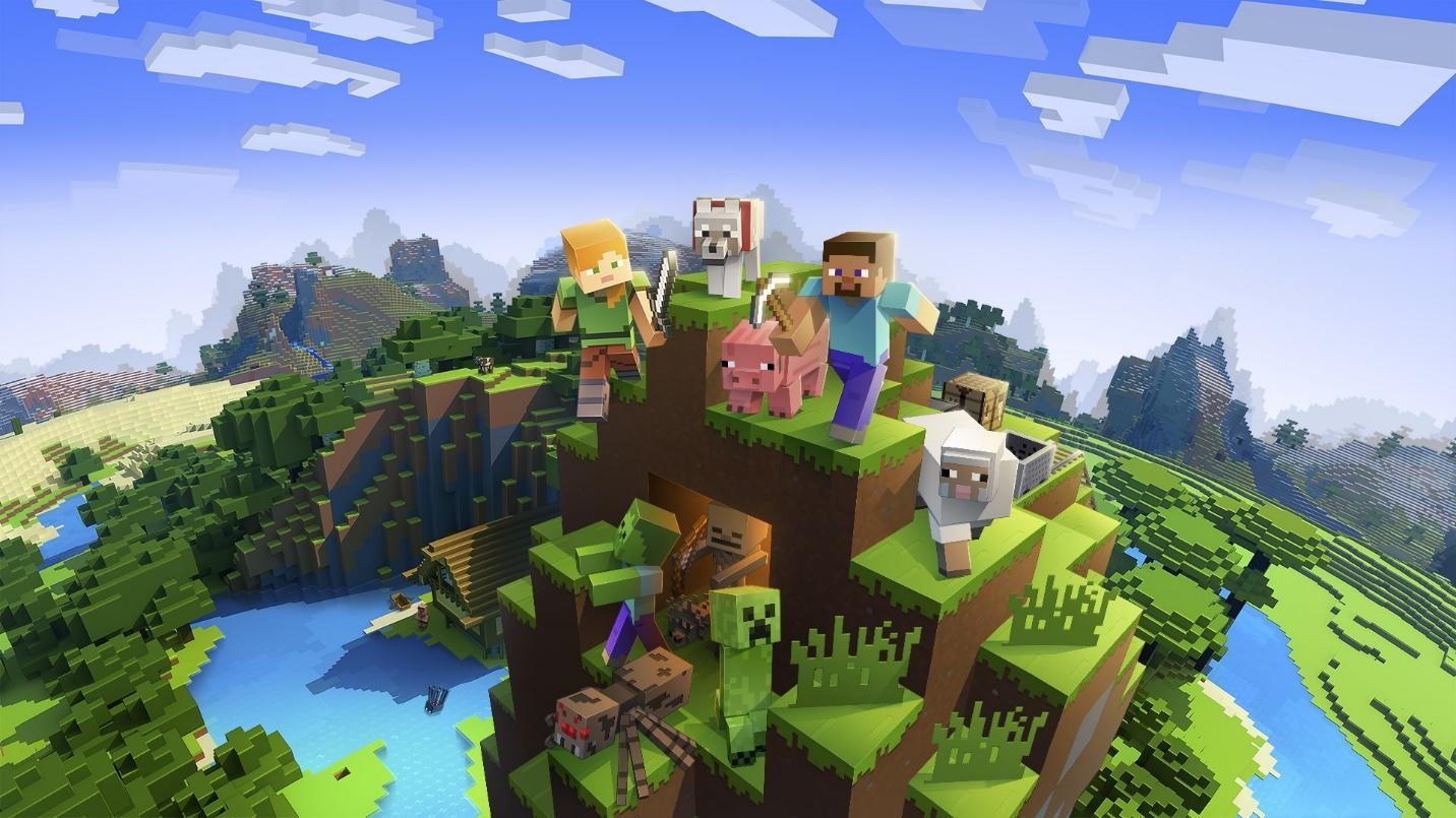 The Official Picture of Minecraft featuring its characters and visuals, One of video games to play on Chromebook