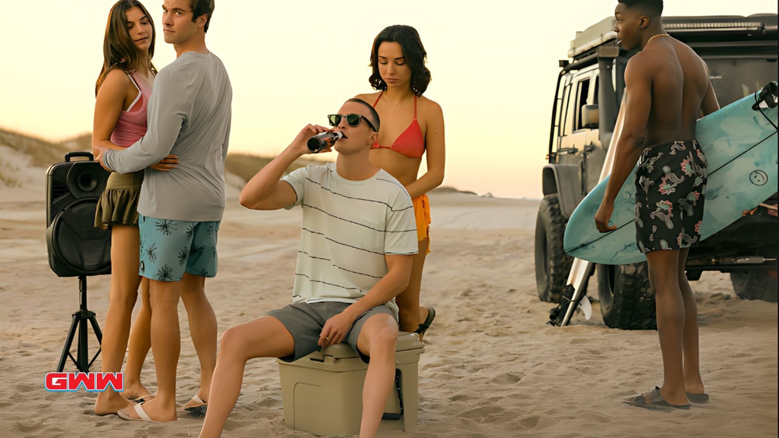 Outer Banks Season 4 Release Date: Teenagers drinking in the beach.