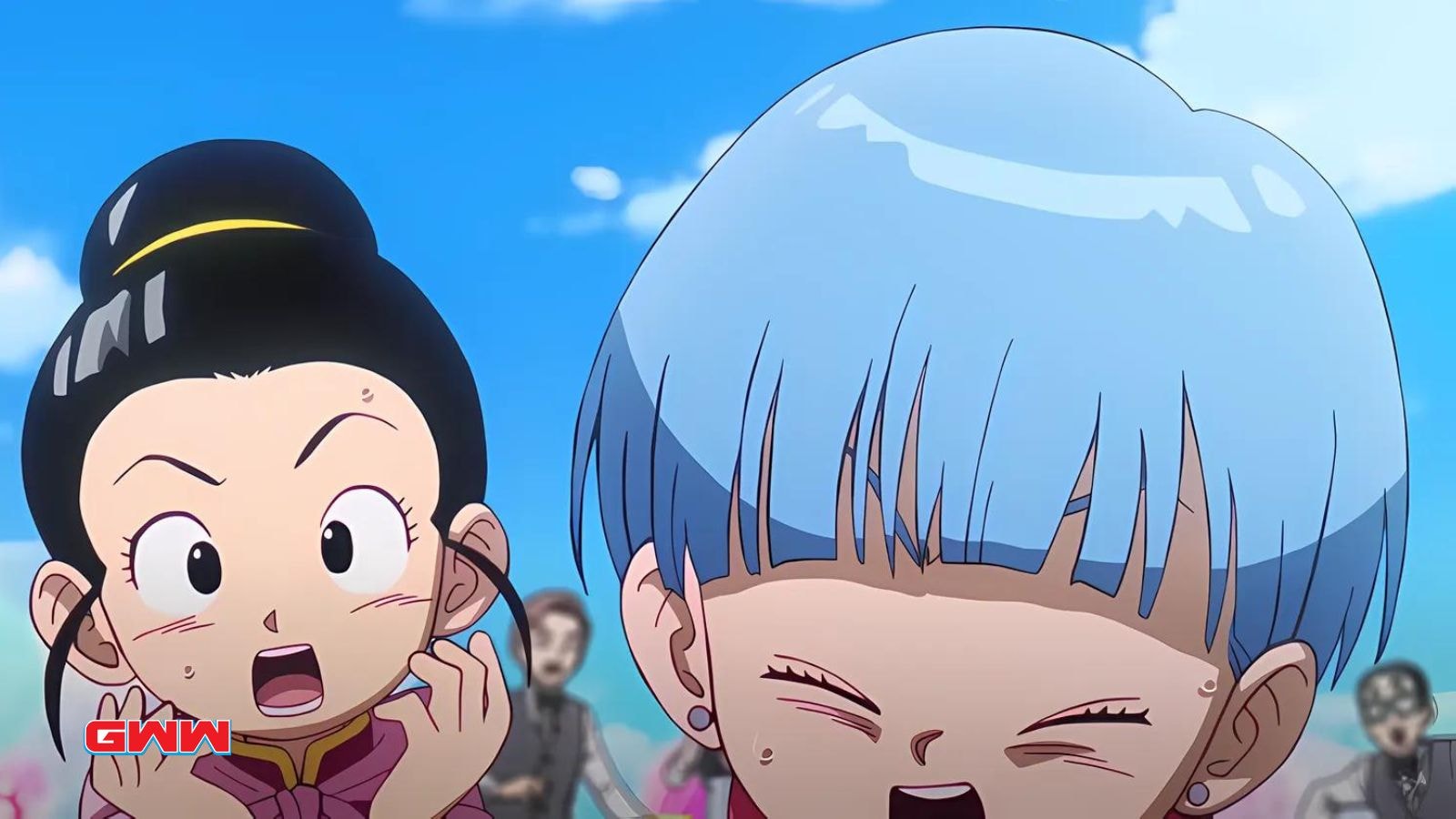 Chi-Chi and Bulla shocked during a moment in Dragon Ball Daima