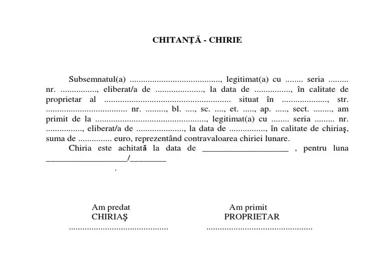 chitanta chirie