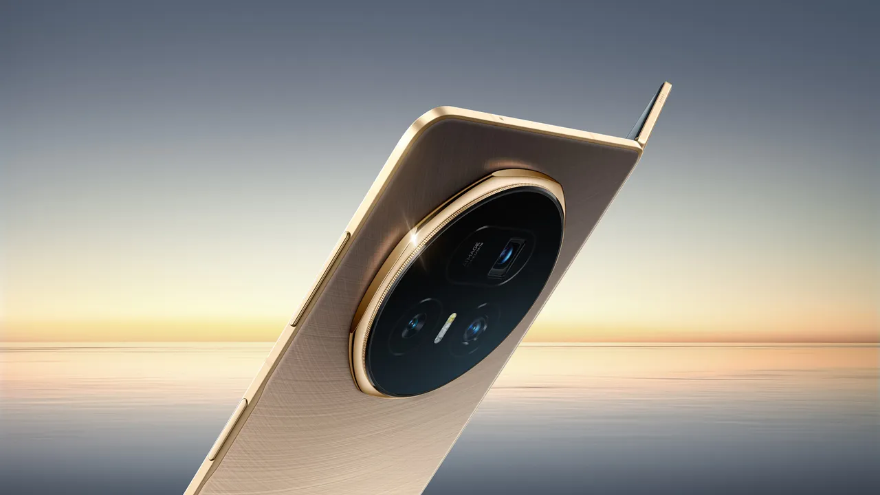 Honor Magic V5 in gold color.