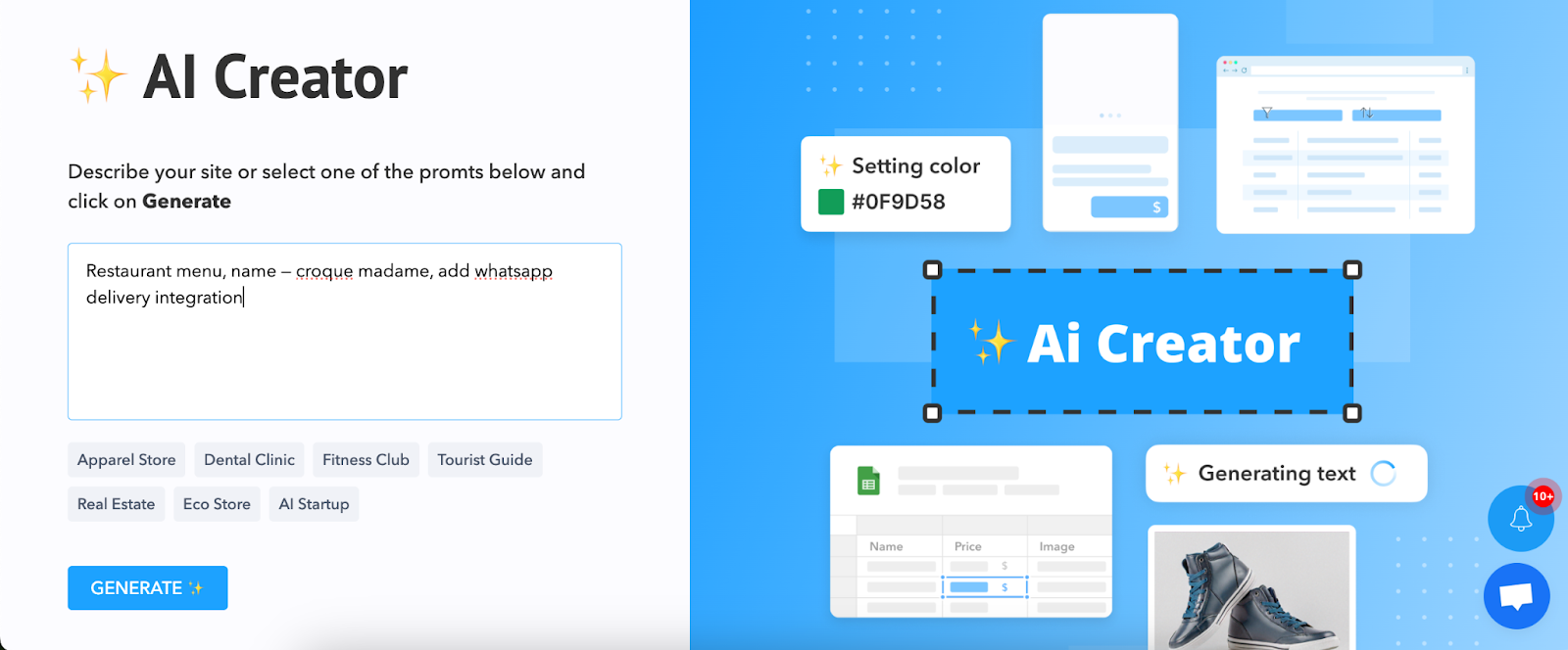 How to create a website with AI