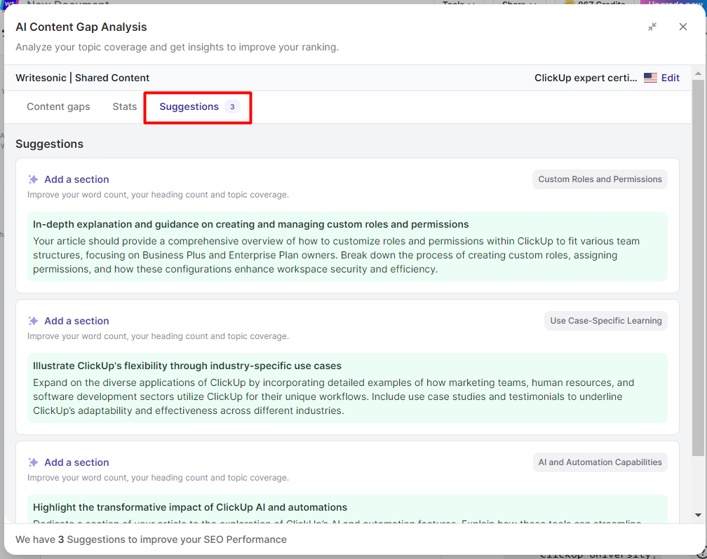 Writesonic's AI Content Gap Analysis Tool - AI for SEO