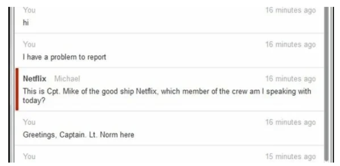 Netflix's chat support has a touch of personality and humor