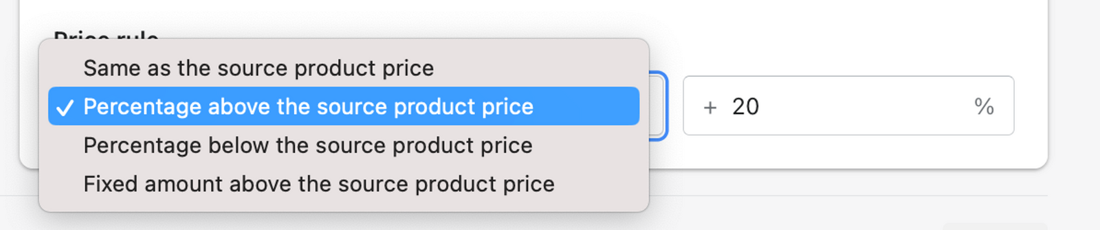 Retail price rule