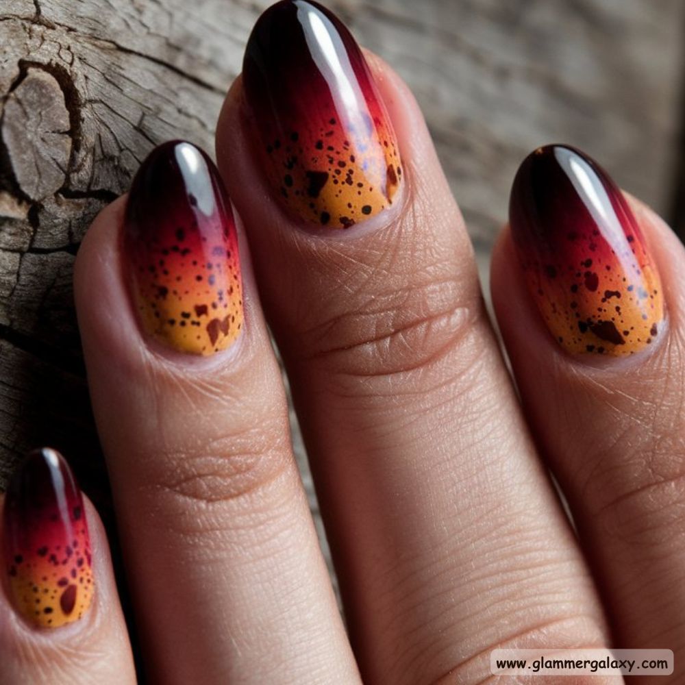 Dark Fall Nails having Fall Ombre
