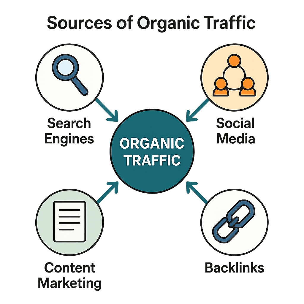Diagram explaining the sources of organic traffic