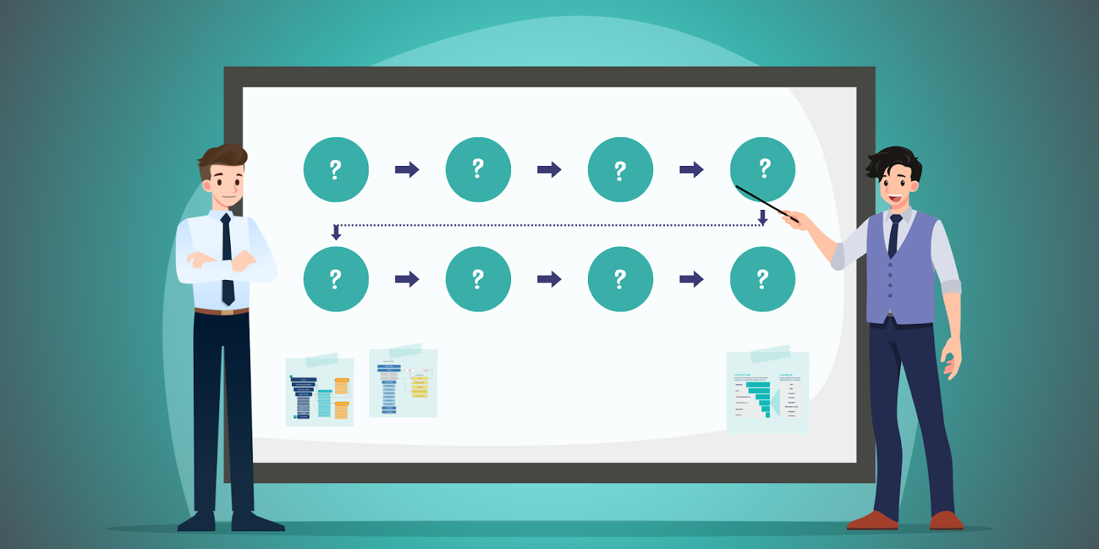 Business professionals collaborating to create lifecycle stages tailored to their organization and CRM strategy.