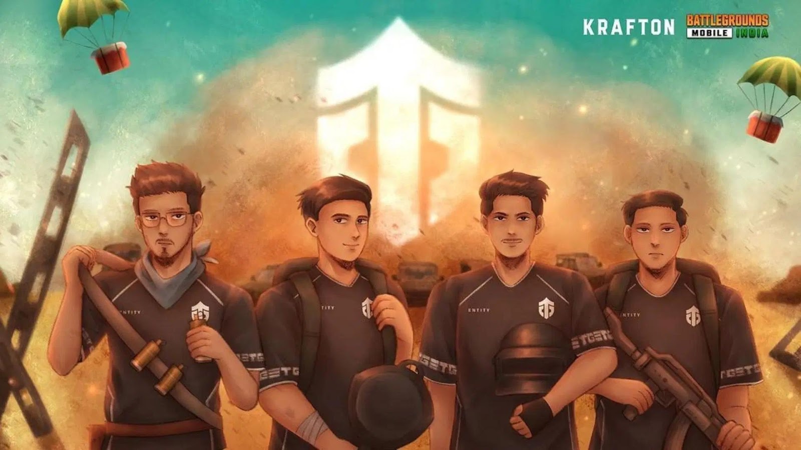 A designed image of the Entity Gaming team members.