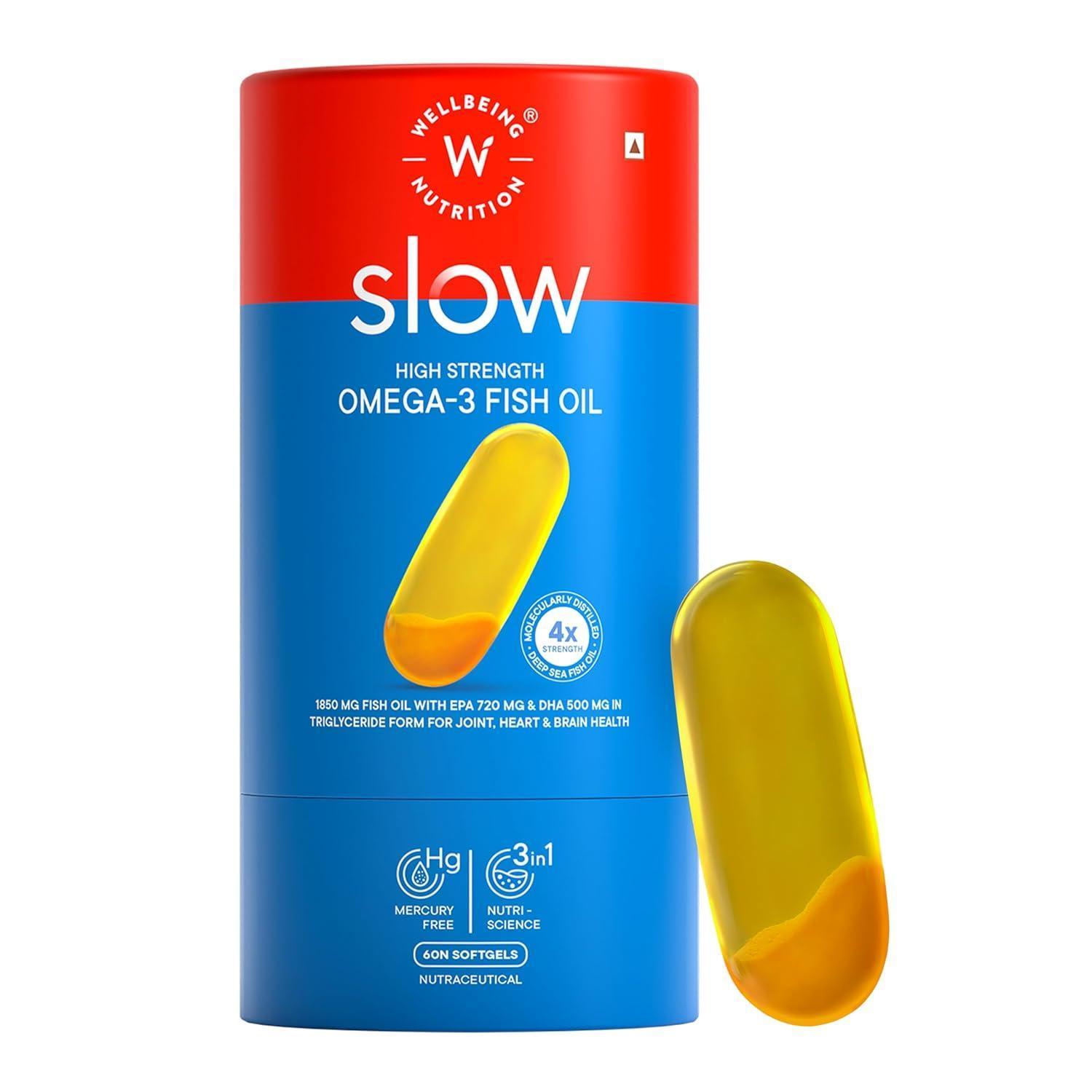 Wellbeing Nutrition Slow 4x Omega 3 Fish Oil Capsules