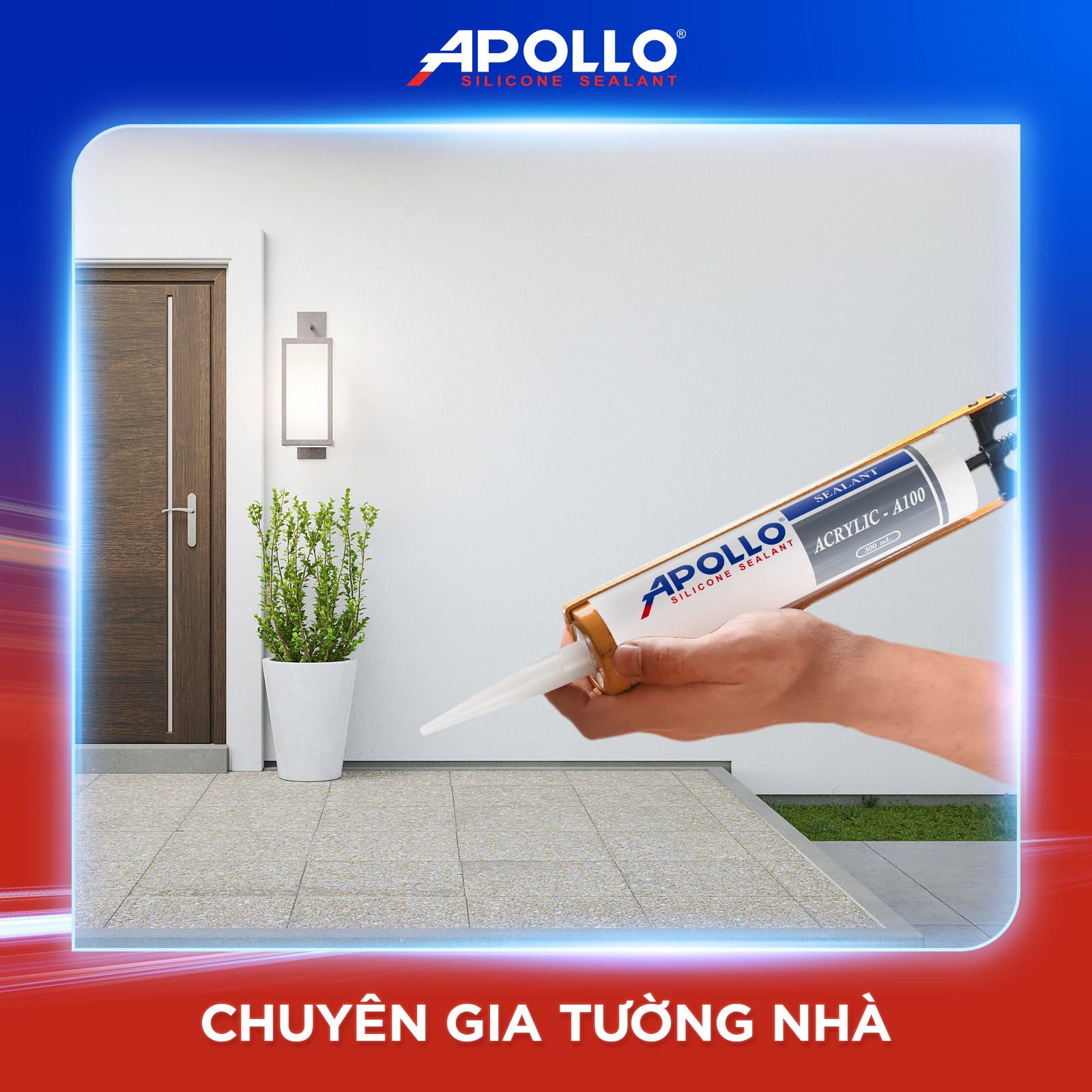 Apollo Acrylic A100 - Giải pháp dành cho các khe nứt tường nhỏ, khe nứt tường thạch cao…