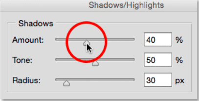 adjusting shadows and highlights 

