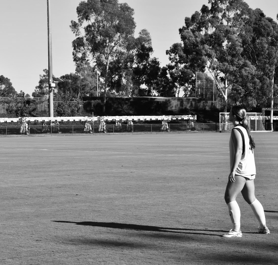 photo of a soccer player in black and white