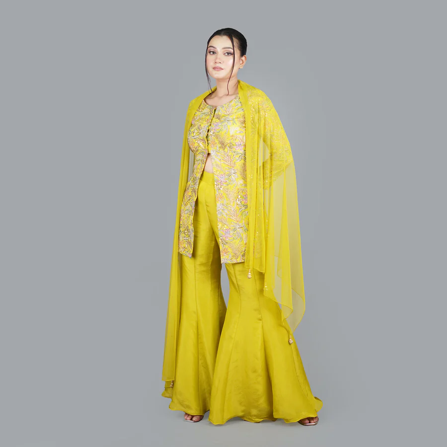 Designer Peplum Kurti with Flared Sharara