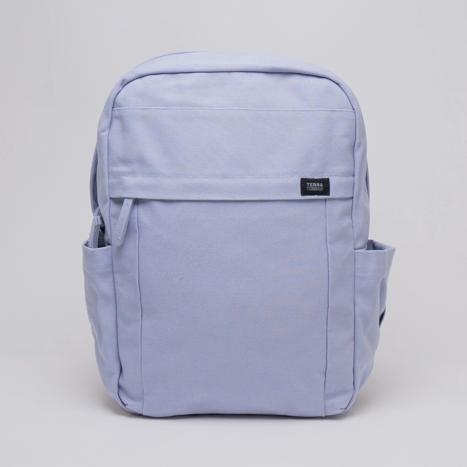 Light purple Terra Thread minimalist backpack made from organic cotton, perfect for everyday eco use.