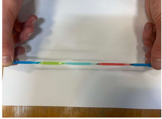 A hand holding a colored line

Description automatically generated