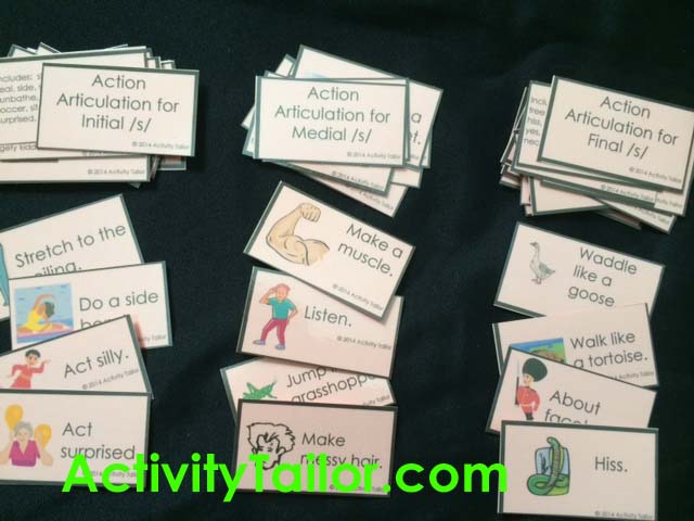 articulation action cards for speech therapy