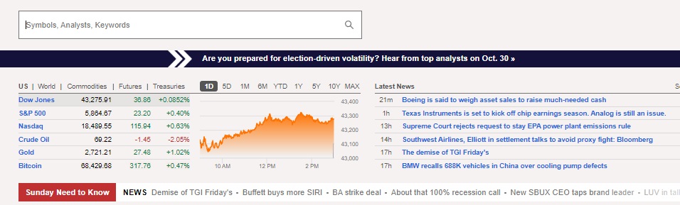 Seeking Alpha stock search