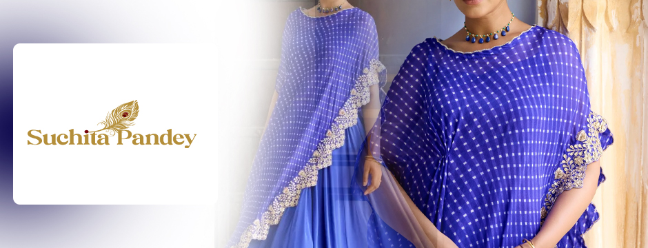 Royal Blue Mothda Cape with Sharara Set