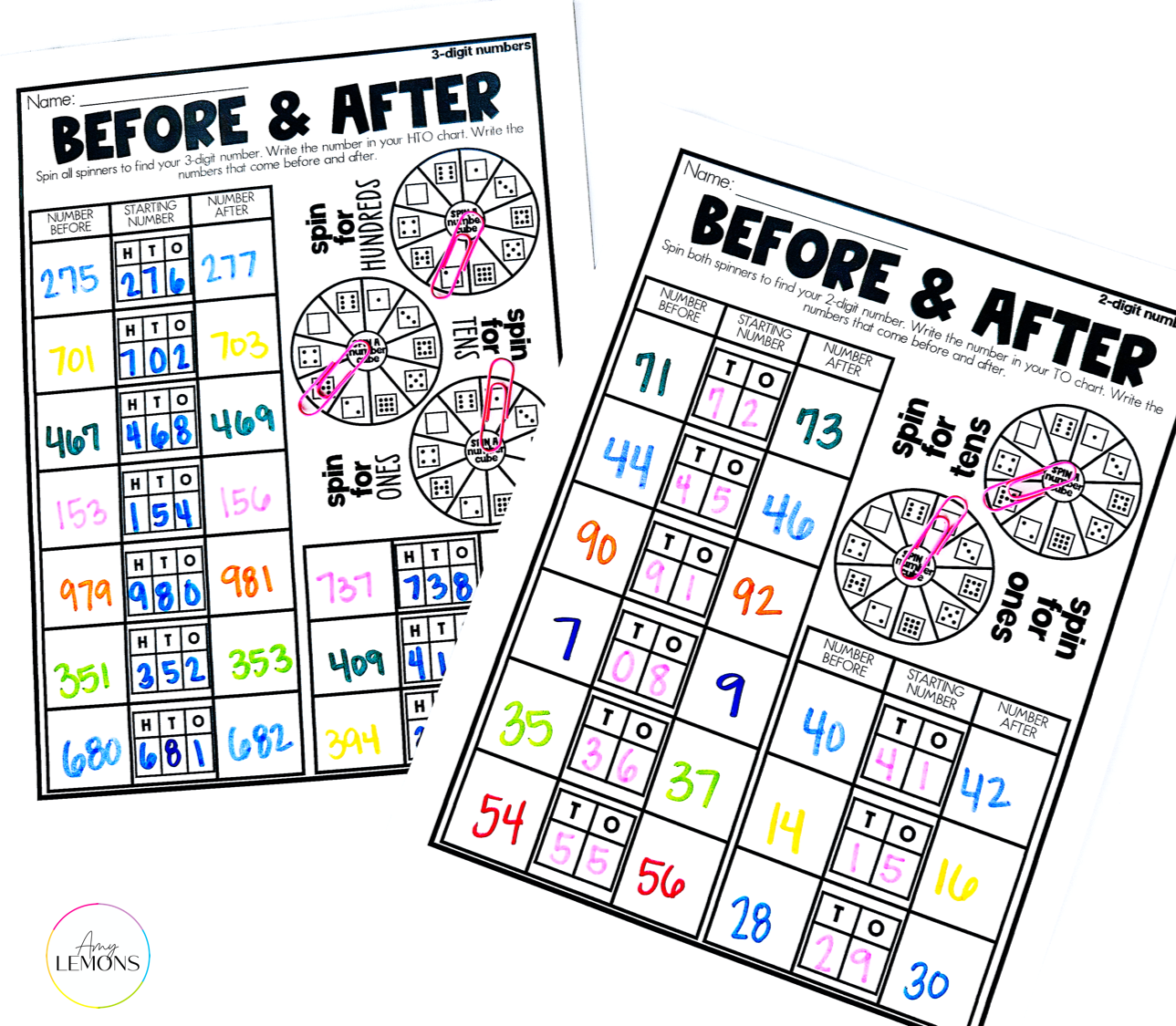 Before and After ordering numbers place value partner game