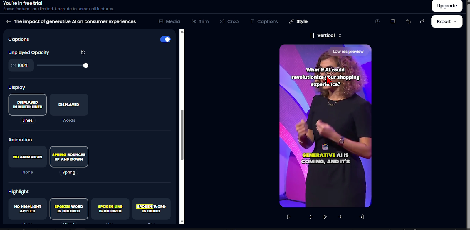KLAP video customization