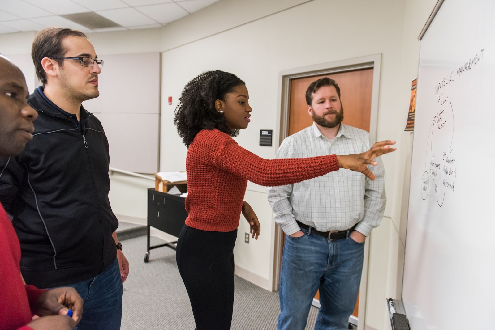 Professional program students networking and collaborating with each other at UMBC.