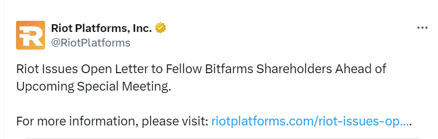 open letter to Bitfarm