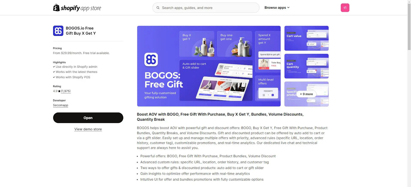 BOGOS Shopify app