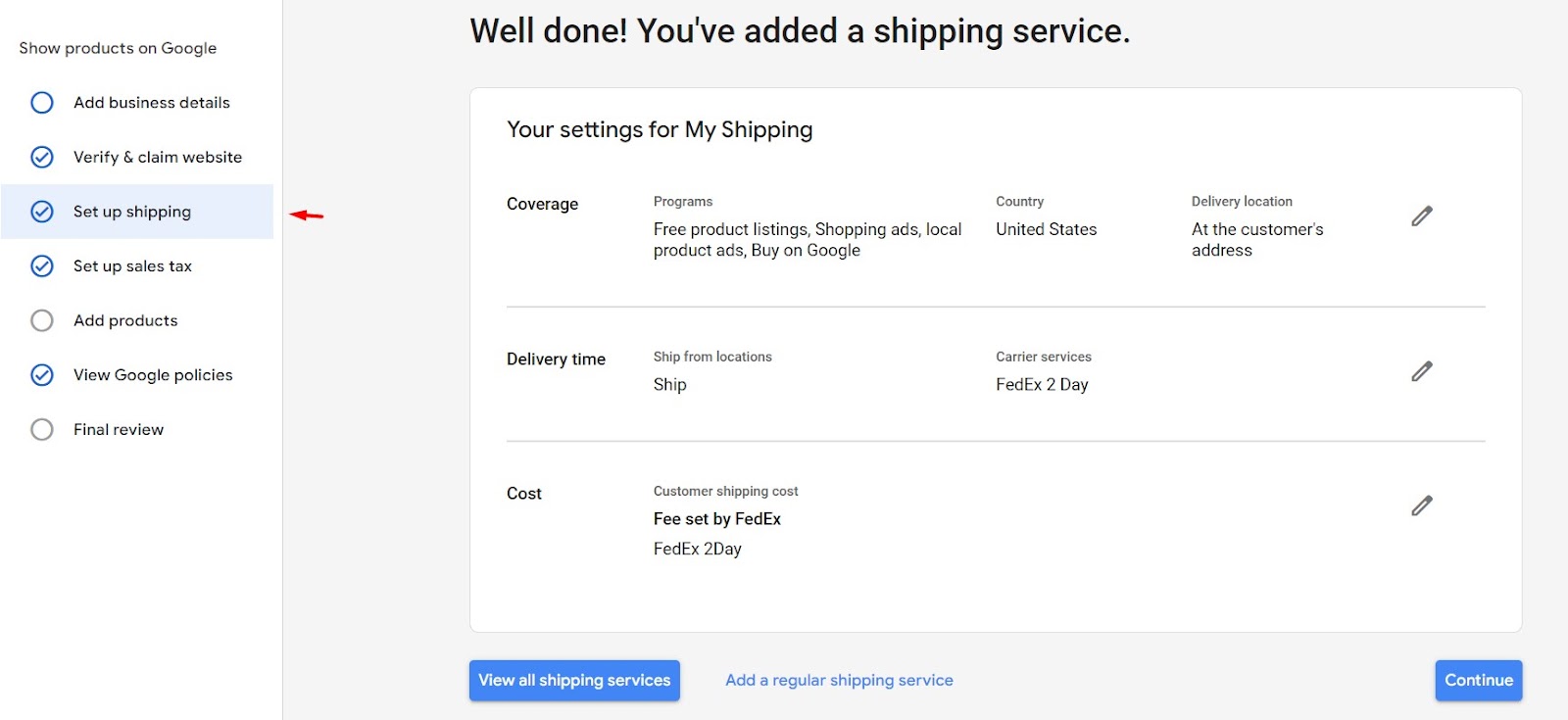 Google Shopping Shipping