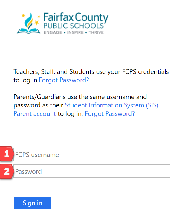 image of a schoology login page indicating where the username and password goes