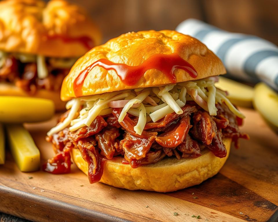 cornbread bbq sandwich