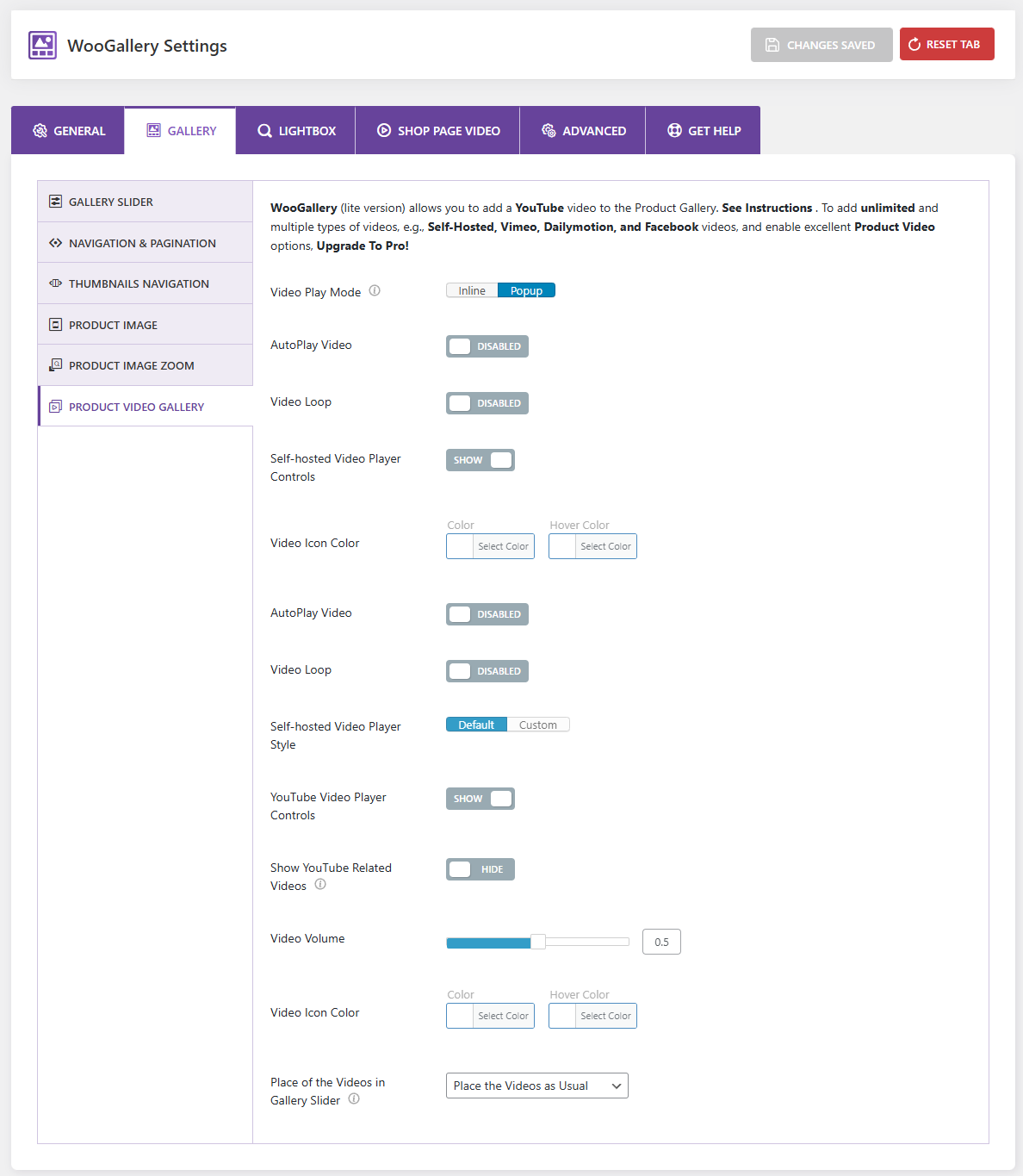 plugin settings