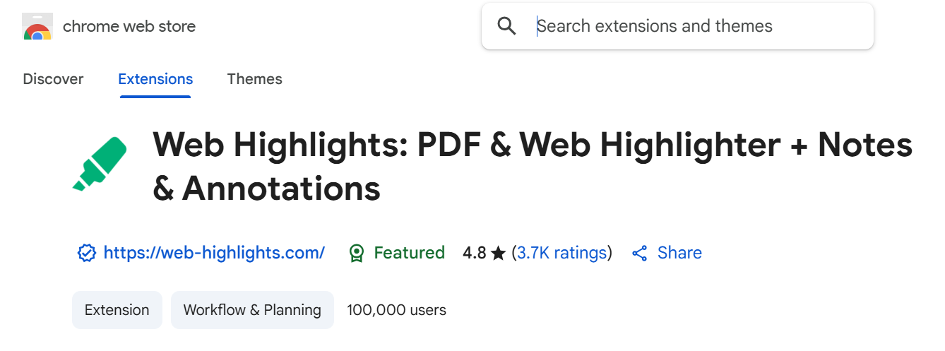 Average User Rating - Web Highlights