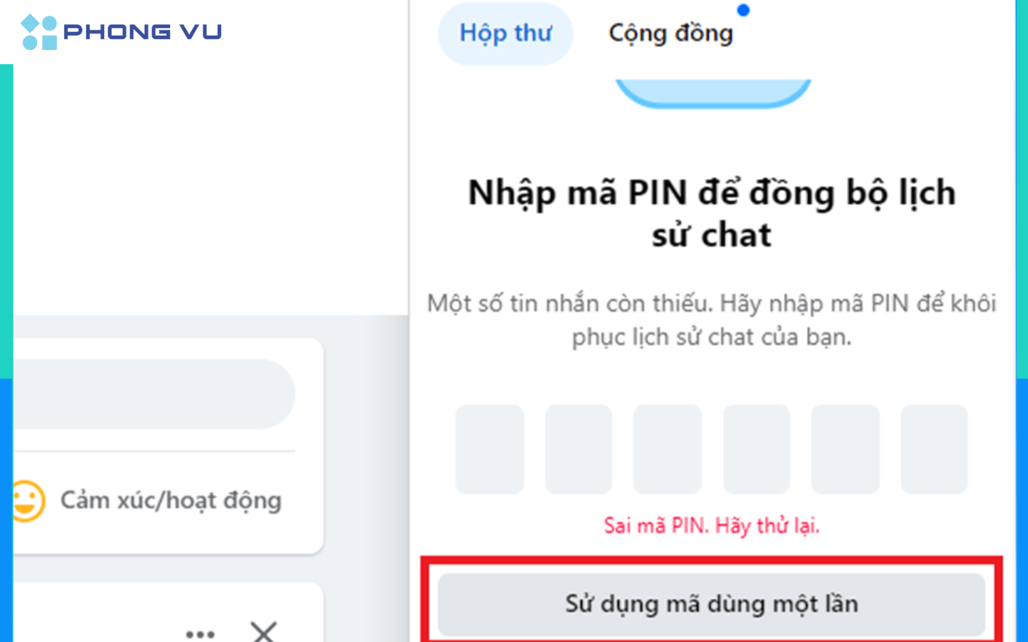 Click chuột vào "Sử dụng mã một lần"