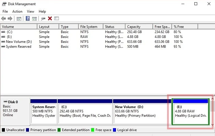 Convert-Raw-Partition-To-NTFS