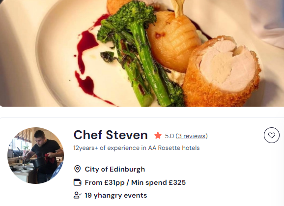 Chef Steven for meal prep in Edinburgh 