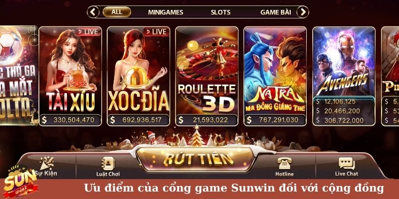 Ưu điểm của cổng game Sunwin đối với cộng đồng