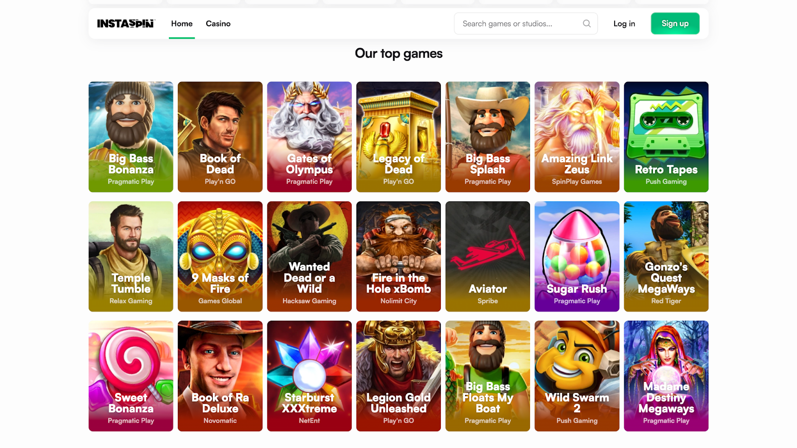 Instaspin Casino games