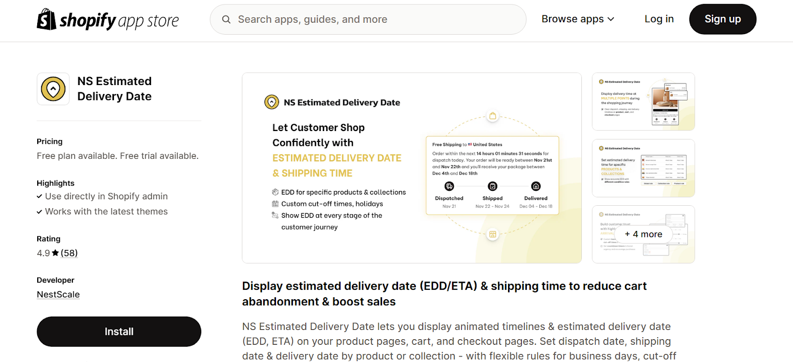 Display estimated delivery dates by product on Shopify
