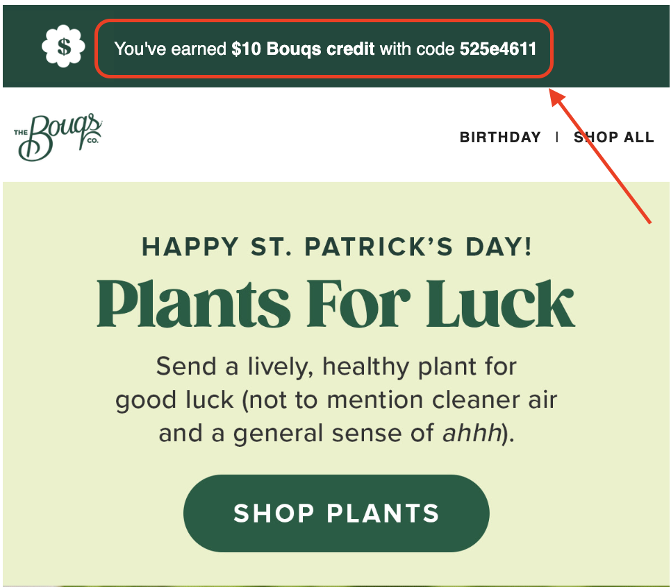 st patrick day email promo example