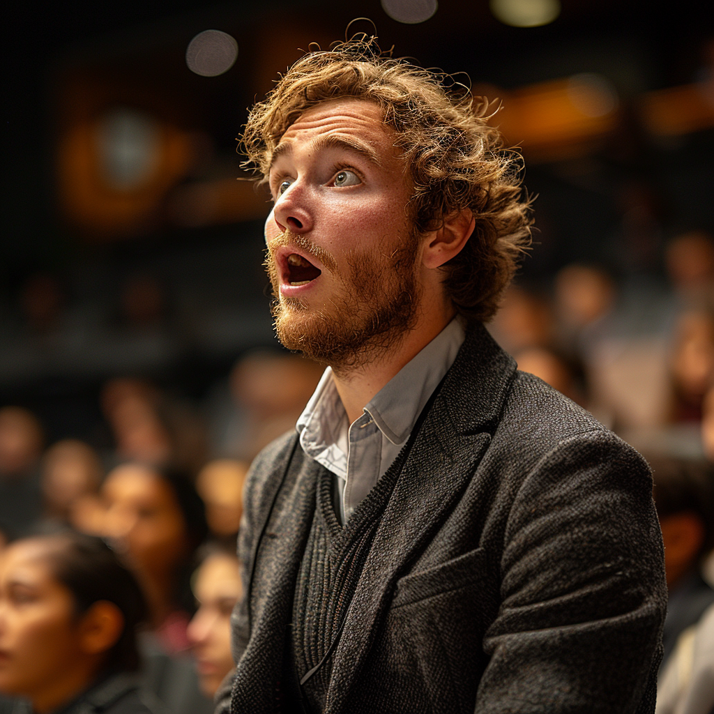 Shocked Mark hears Janet | Source: Midjourney