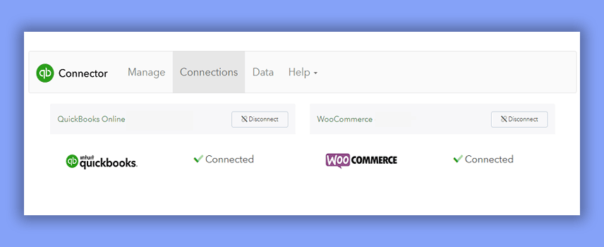 successfully liked up woocommerce and quickbooks