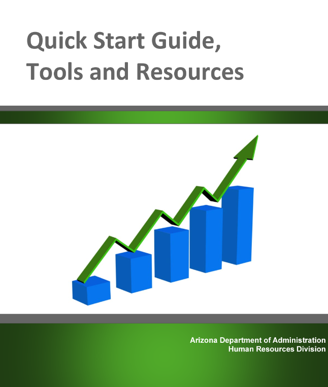 An image of the cover of the Quick Start Guide, Tools and Resources.  The image shows the title then shows four blue blocks with each one getting taller. Above the blocks is an arrow showing the increasing trend
