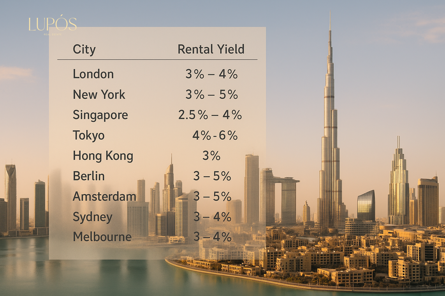Global City Rental Yield Comparison