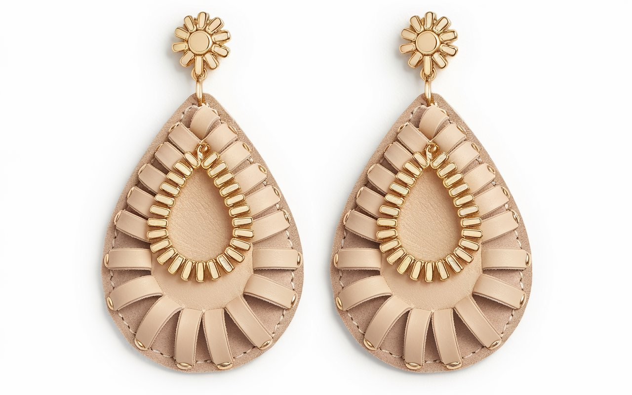 Nichel and Suede Soft Sand Sloanes Leather Earrings