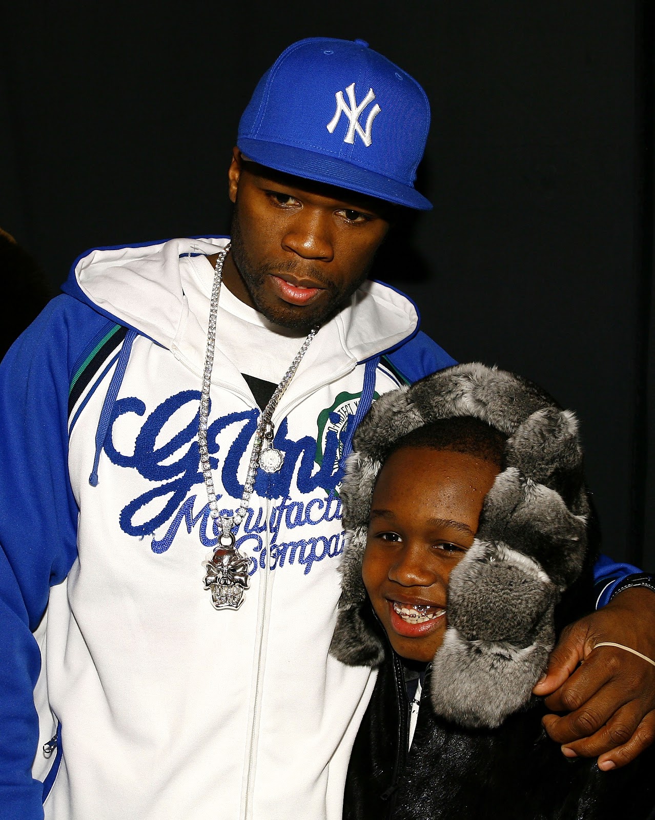 50 Cent and Marquis Jackson arrive backstage at the Child Magazine Fall fashion show on February 9, 2007, in New York City. | Source: Getty Images