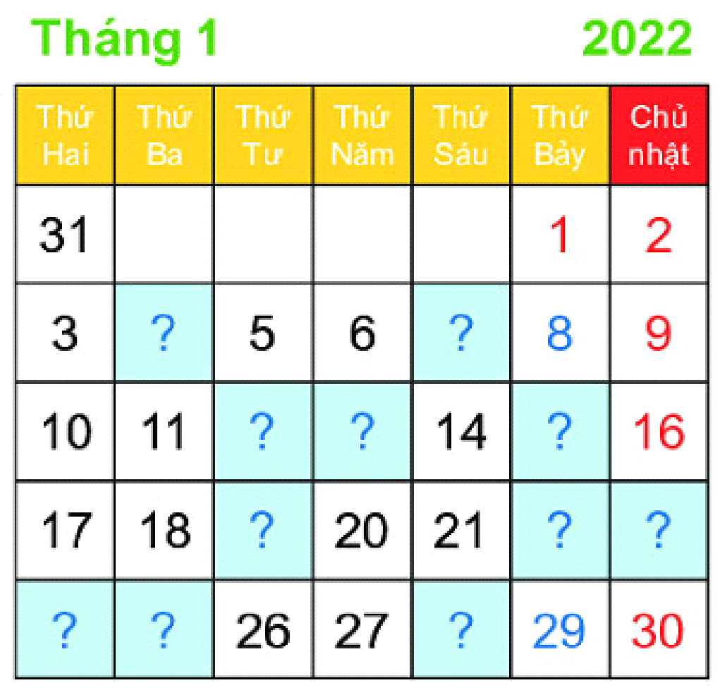 BÀI 42. NGÀY, THÁNGBài 1: Quan sát tờ lịch trên, trả lời các câu hỏi:a) Tháng 12 có bao nhiêu ngày?b) Ngày 25 tháng 12 là thứ mấy?c) Trong tháng 12 có mấy ngày Chủ nhật? Đó là các ngày nào?Giải nhanh: a) Tháng 12 có 31 ngàyb) Ngày 25 tháng 12 là thứ Bảyc) Tháng 12 có 4 ngày chủ nhật. Đó là các ngày 5, 12, 19, 26Bài 2: Đọc, viết các ngày trong ô màu vàng (theo mẫu).Giải nhanh: Thứ tư, ngày 1 tháng 12 năm 2021Thứ tư, ngày 22 tháng 12 năm 2021Thứ 6 ngày 31 tháng 12 năm 2021LUYỆN TẬP VẬN DỤNG