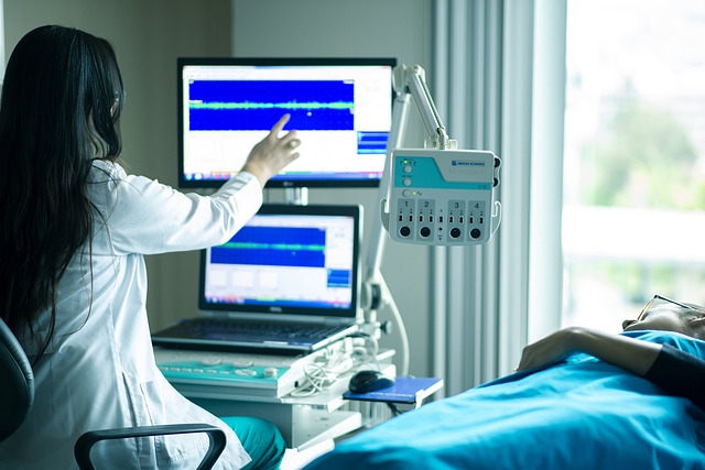 A patient being examined in a hospital.