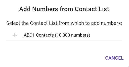 Add numbers from contact list